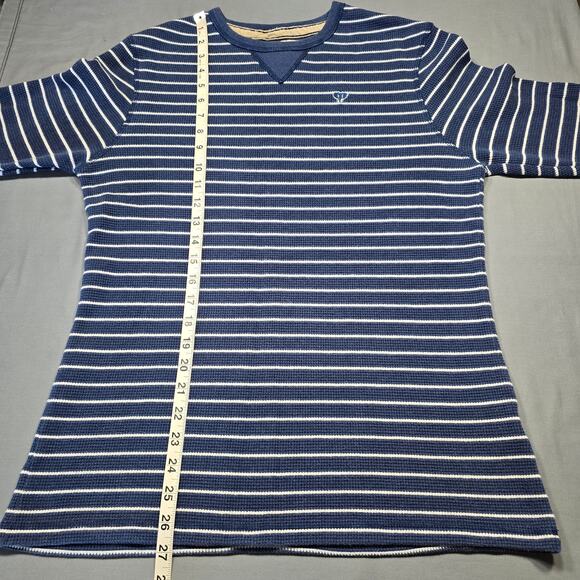 Ditch Plains Blue Shirt Striped Thermal Waffle Knit Long Sleeves Top Mens Size M - Picture 9 of 10